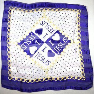 I LOVE JESUS - WOMEN'S PURPLE & WHITE CHAIN PRINT SQUARE SCARF 37" x 37"